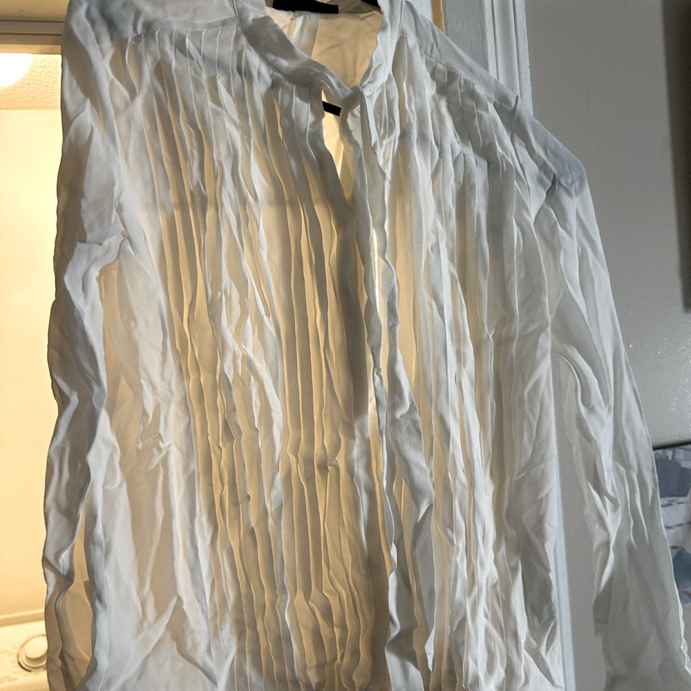 The Kooples Silk CDC Shirt Long Sleeve Tailored Bottom Size 1 -Pearl White